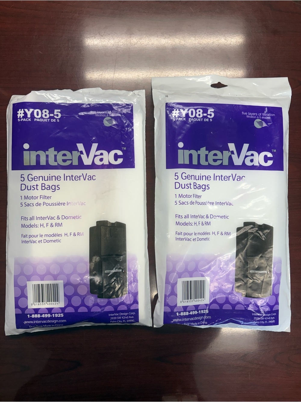 InterVac Y08-5 Vacuum Dust Bags 5-Pack, 5-Layer Filtration, Fits H F RM New